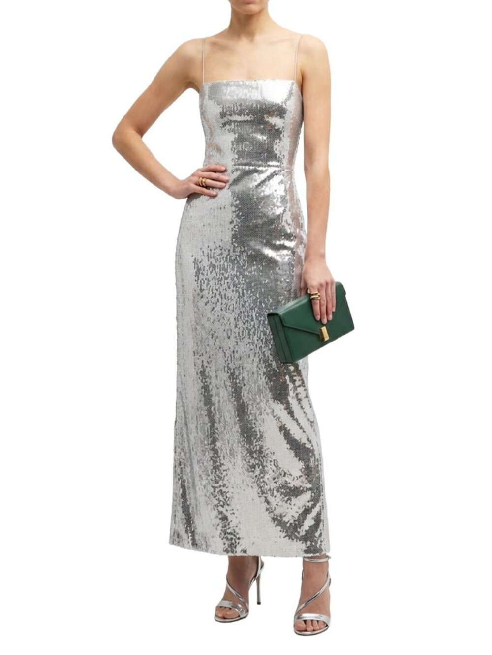 NWT Reformation Frankie Dress Silver Sequin Maxi Gown Disco Mermaidcore 0